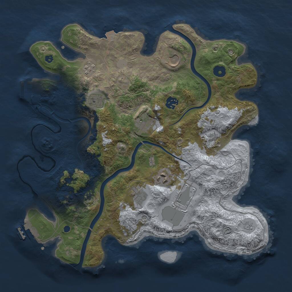 Rust Map: Procedural Map, Size: 3600, Seed: 1740330069, 15 Monuments