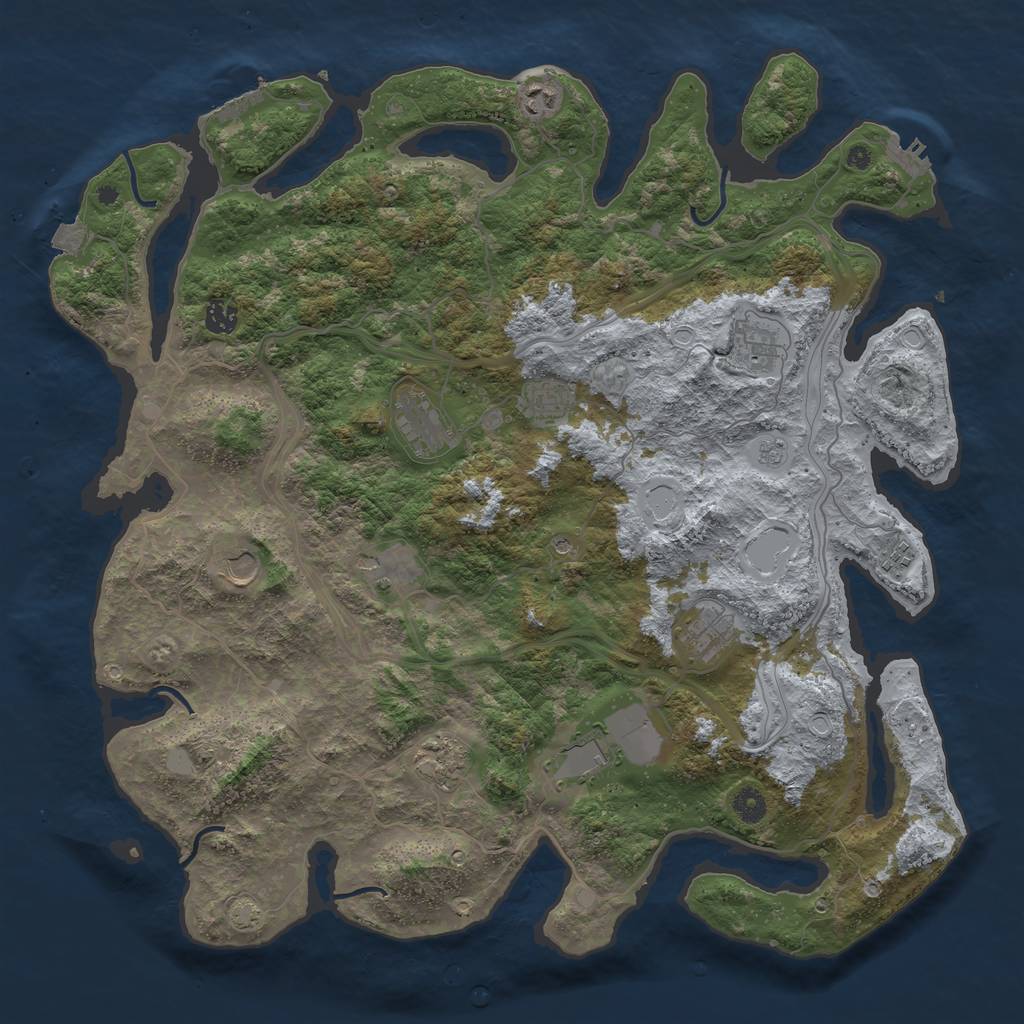 Rust Map: Procedural Map, Size: 4500, Seed: 9432321, 19 Monuments