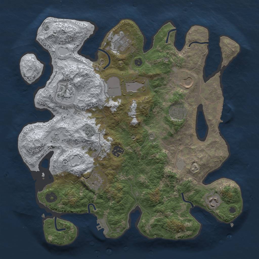 Rust Map: Procedural Map, Size: 3500, Seed: 1301652494, 18 Monuments