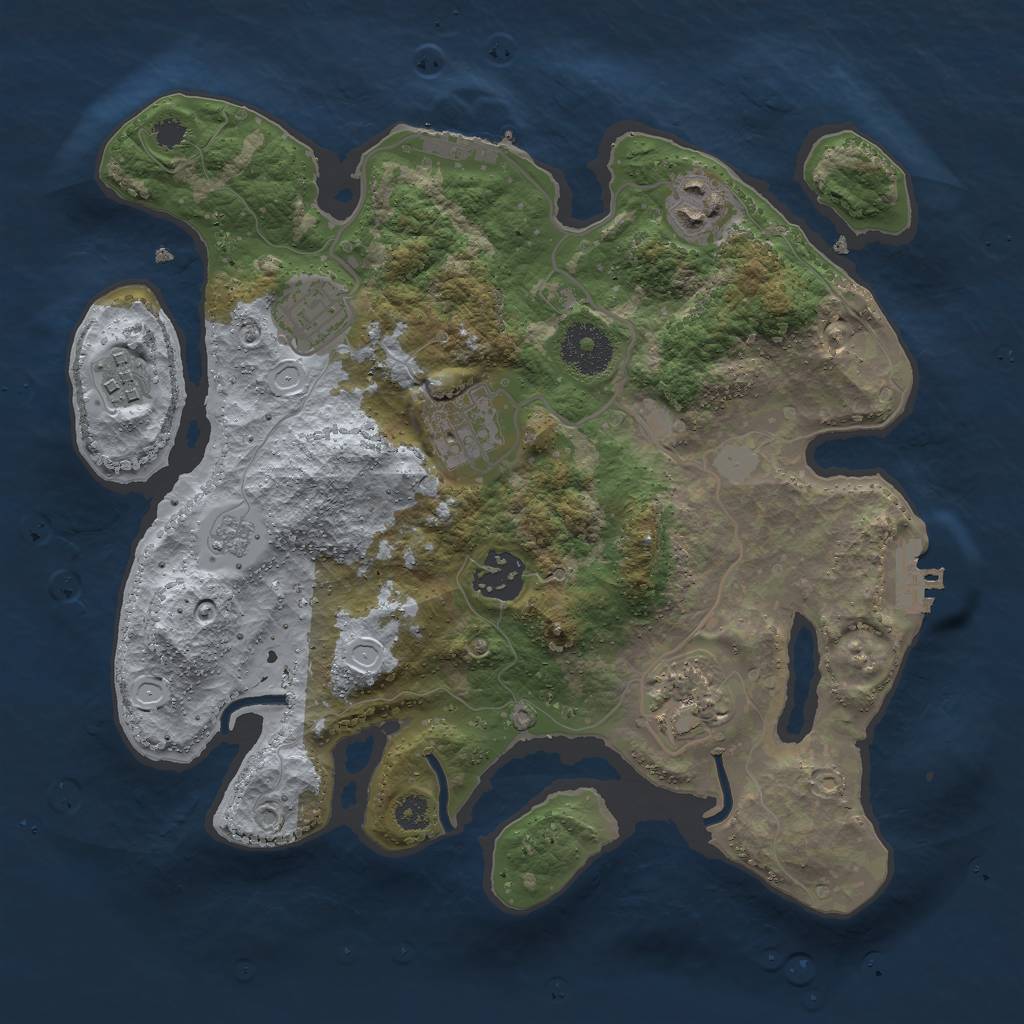 Rust Map: Procedural Map, Size: 3000, Seed: 779277127, 12 Monuments