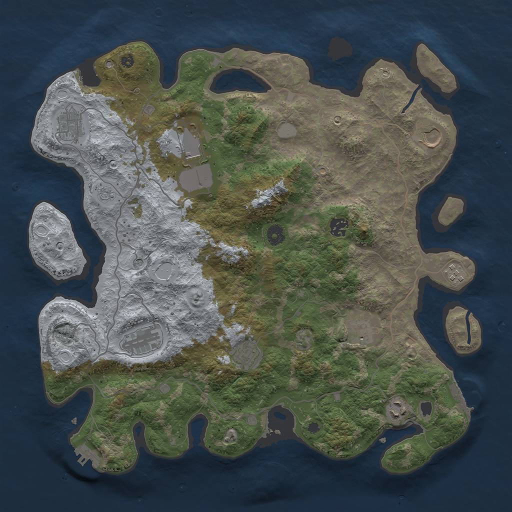 Rust Map: Procedural Map, Size: 4000, Seed: 21122004, 16 Monuments