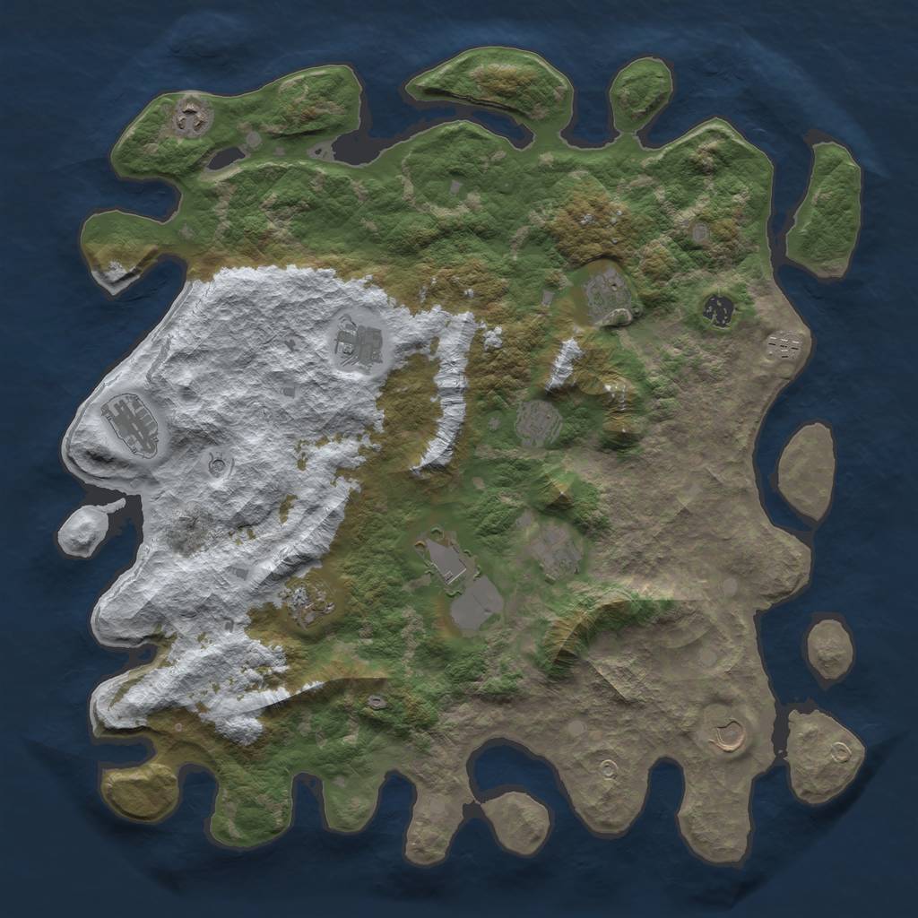 Rust Map: Barren, Size: 4500, Seed: 40309, 14 Monuments