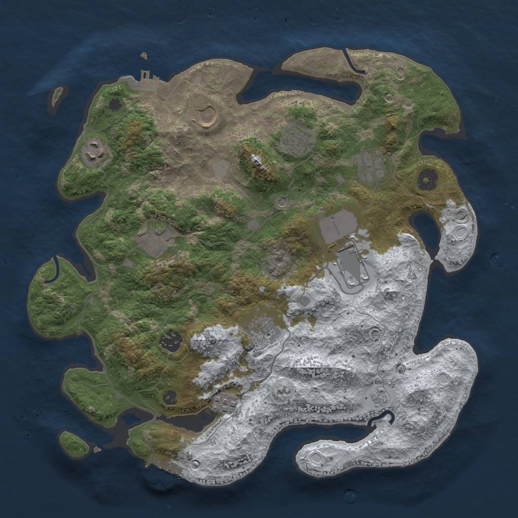 Rust Map: Procedural Map, Size: 3600, Seed: 348862011, 18 Monuments