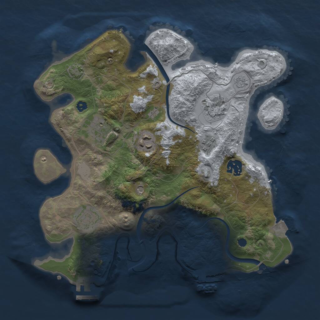 Rust Map: Procedural Map, Size: 3000, Seed: 1154376775, 12 Monuments