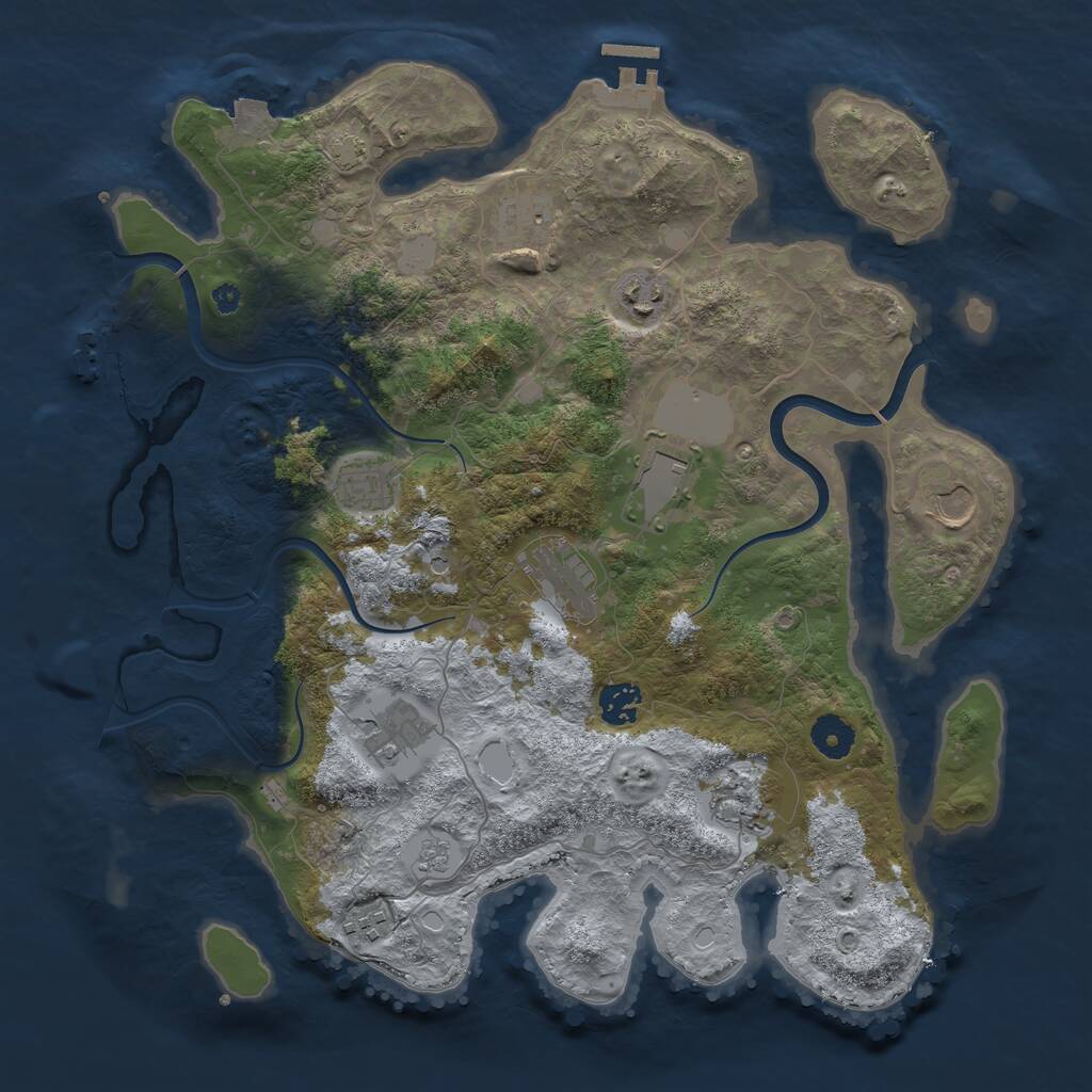 Rust Map: Procedural Map, Size: 3800, Seed: 863533, 16 Monuments