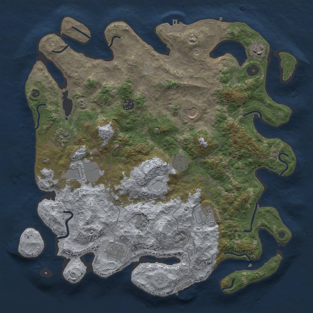 Rust Map: Procedural Map, Size: 4000, Seed: 292062543, 16 Monuments