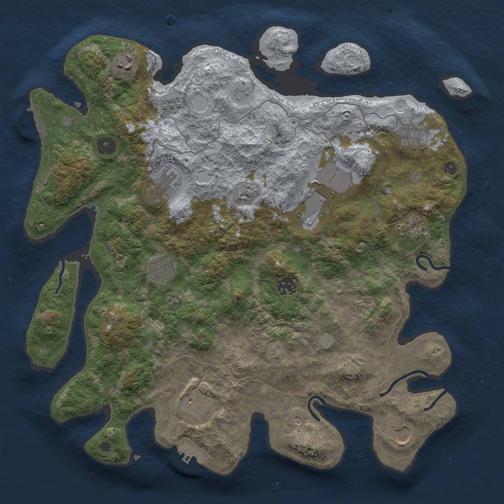 Rust Map: Procedural Map, Size: 4000, Seed: 1953171767, 17 Monuments