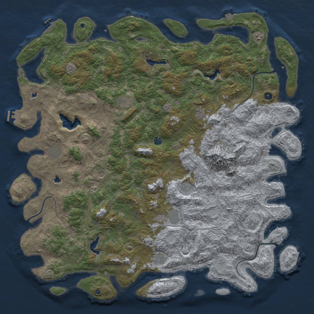 Rust Map: Procedural Map, Size: 6000, Seed: 65366033, 17 Monuments