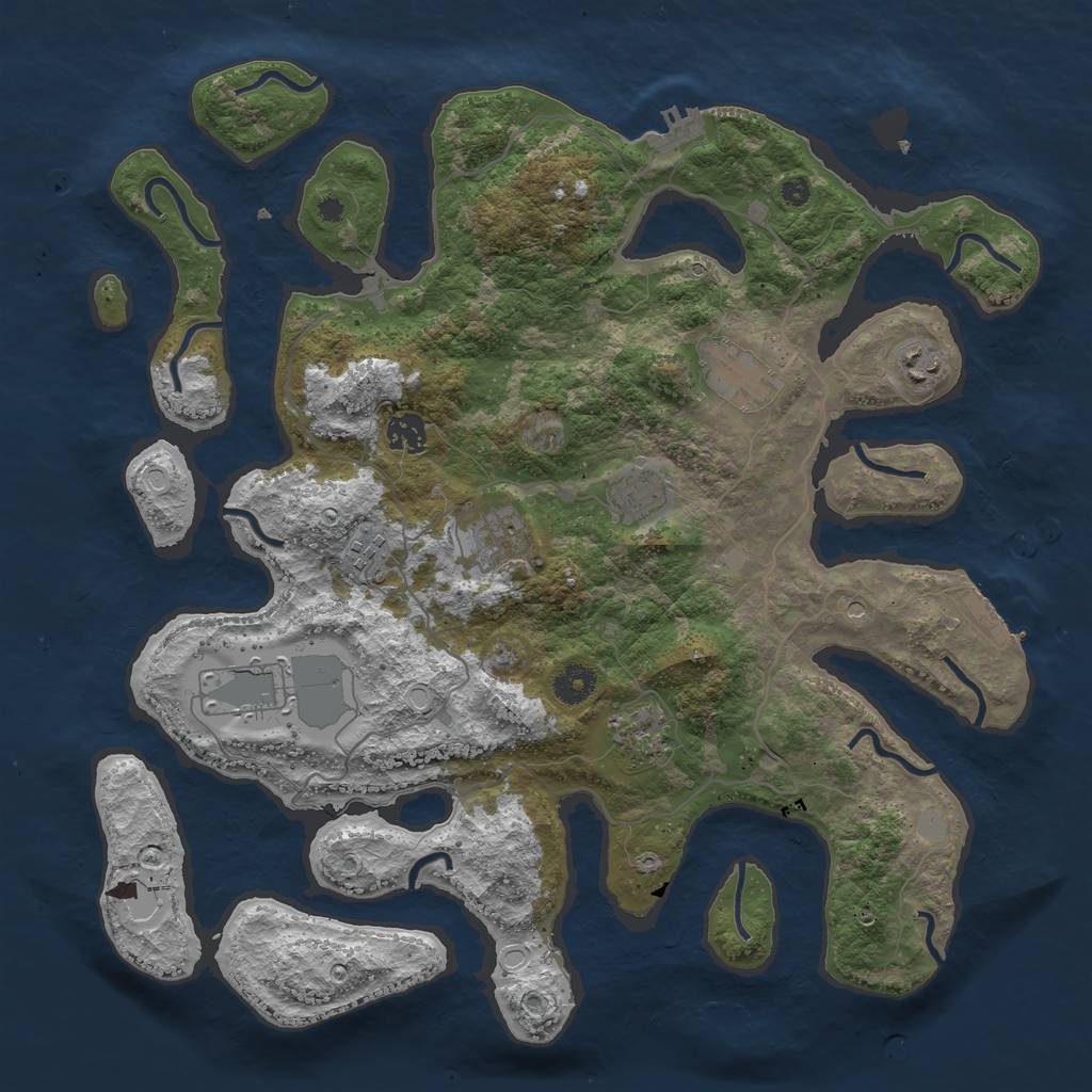 Rust Map: Procedural Map, Size: 4000, Seed: 12661, 16 Monuments