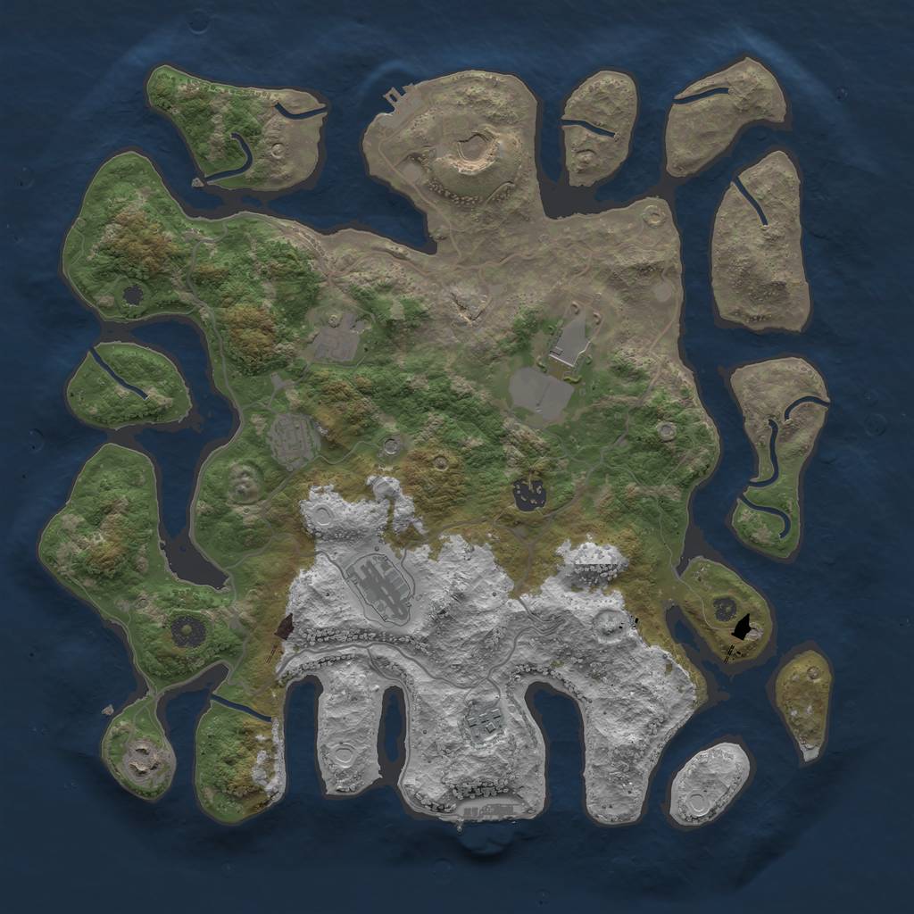 Rust Map: Procedural Map, Size: 4000, Seed: 145877, 16 Monuments