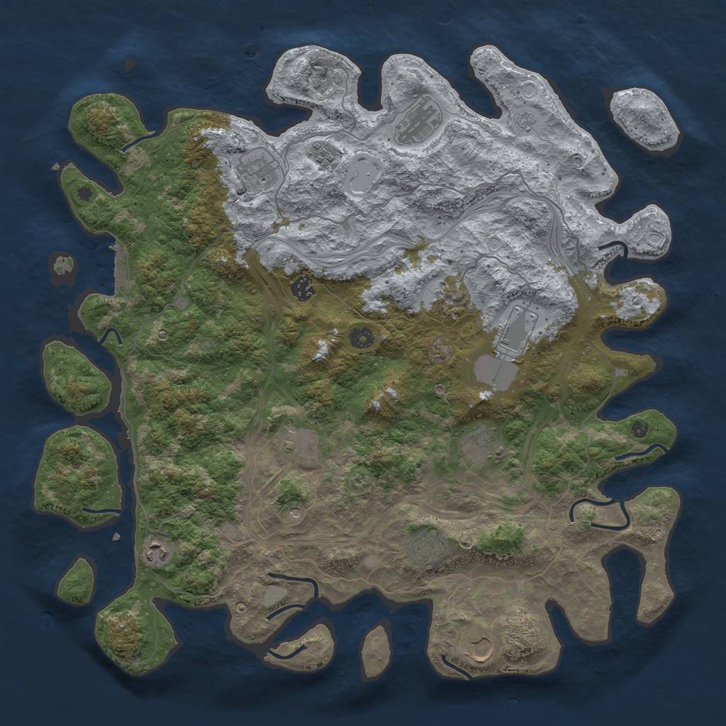 Rust Map: Procedural Map, Size: 4500, Seed: 30920211, 17 Monuments