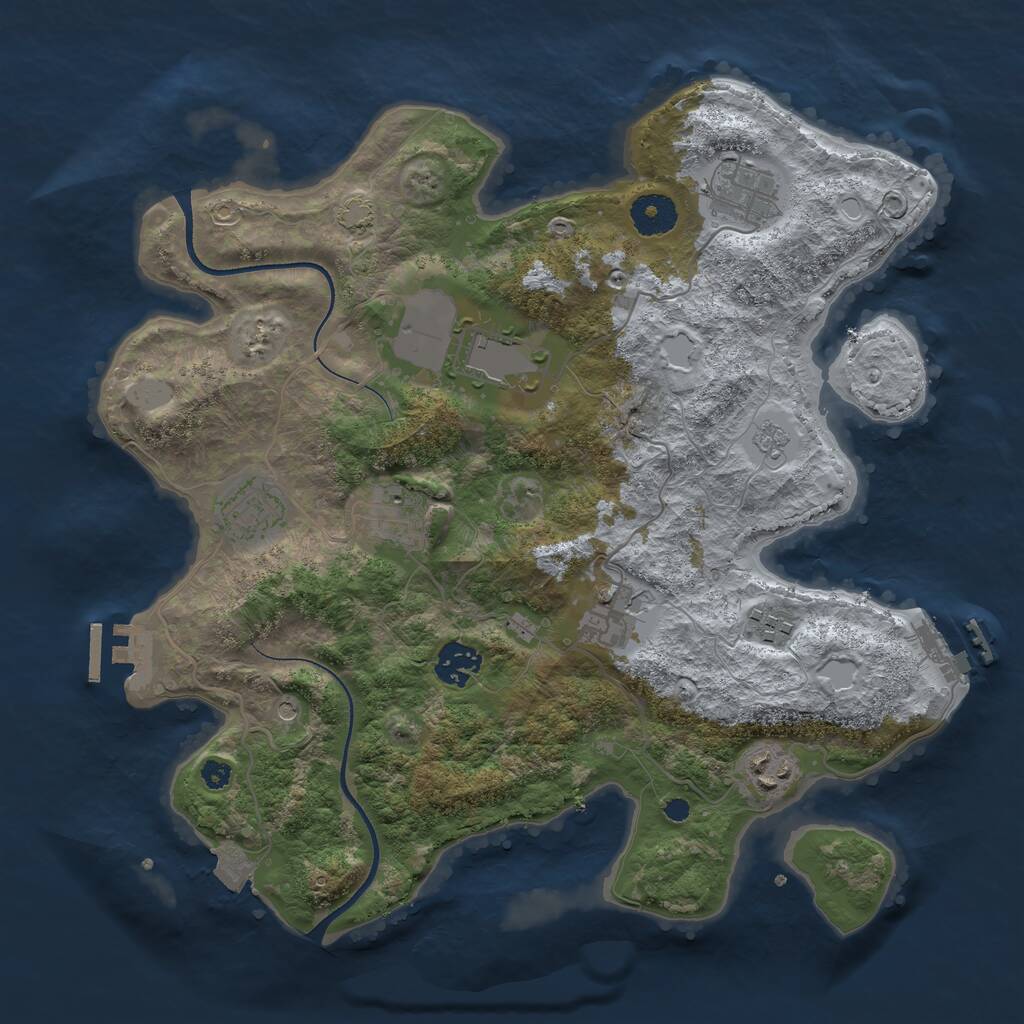 Rust Map: Procedural Map, Size: 3500, Seed: 38305821, 14 Monuments