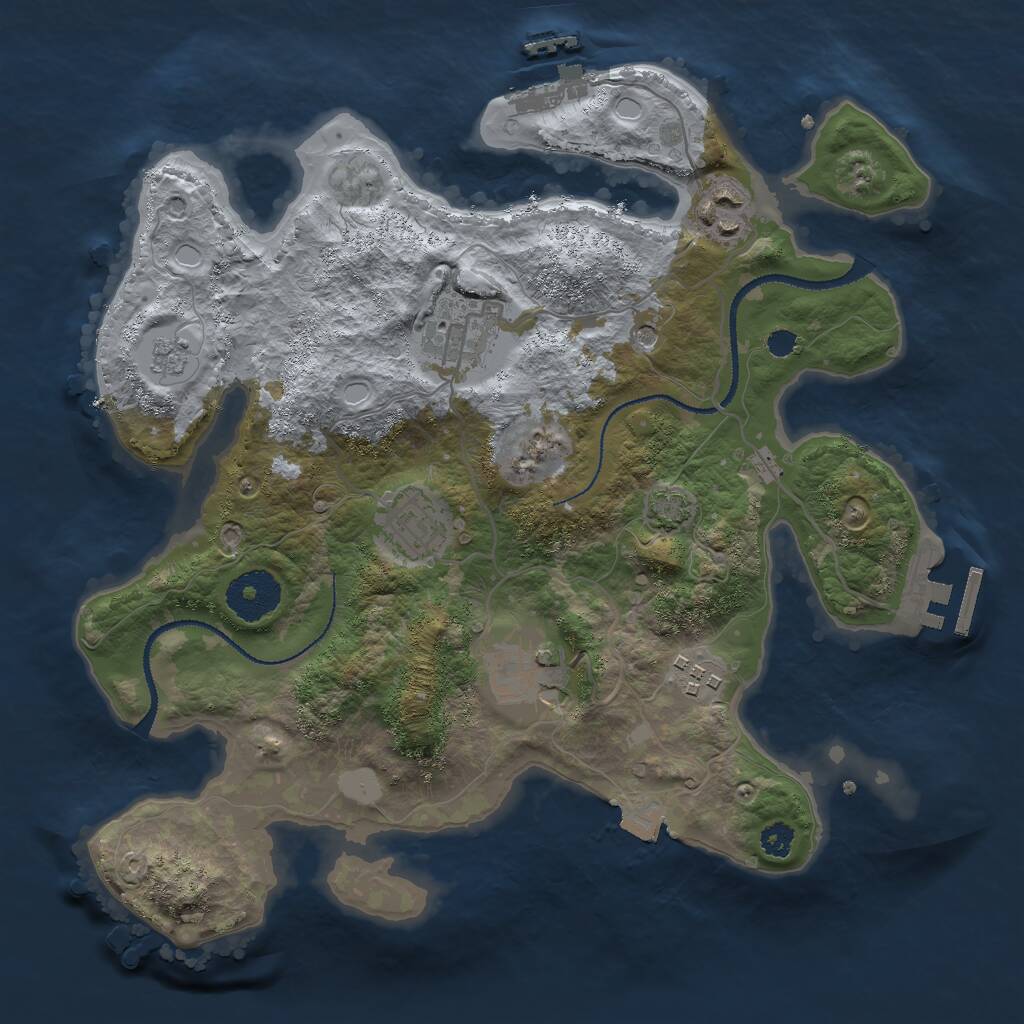Rust Map: Procedural Map, Size: 3000, Seed: 1361389716, 11 Monuments