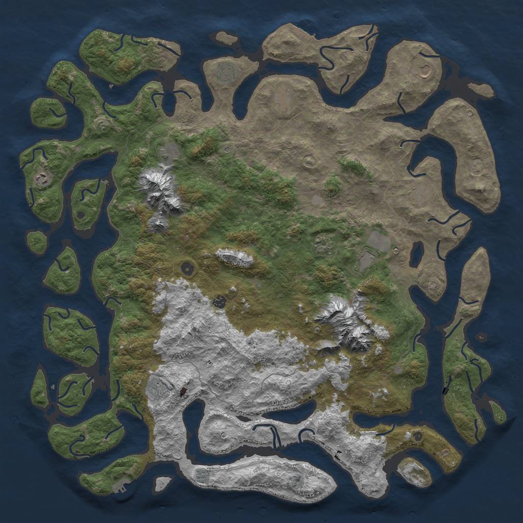 Rust Map: Procedural Map, Size: 6000, Seed: 586227574, 19 Monuments