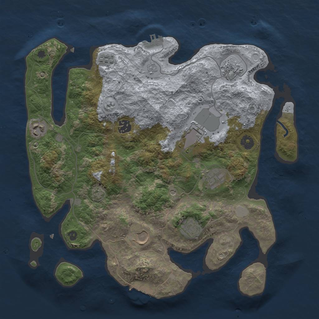 Rust Map: Procedural Map, Size: 3500, Seed: 338842, 16 Monuments