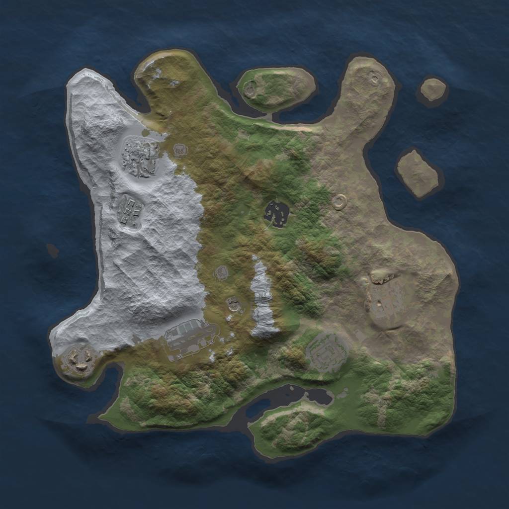 Rust Map: Barren, Size: 3000, Seed: 2444, 10 Monuments