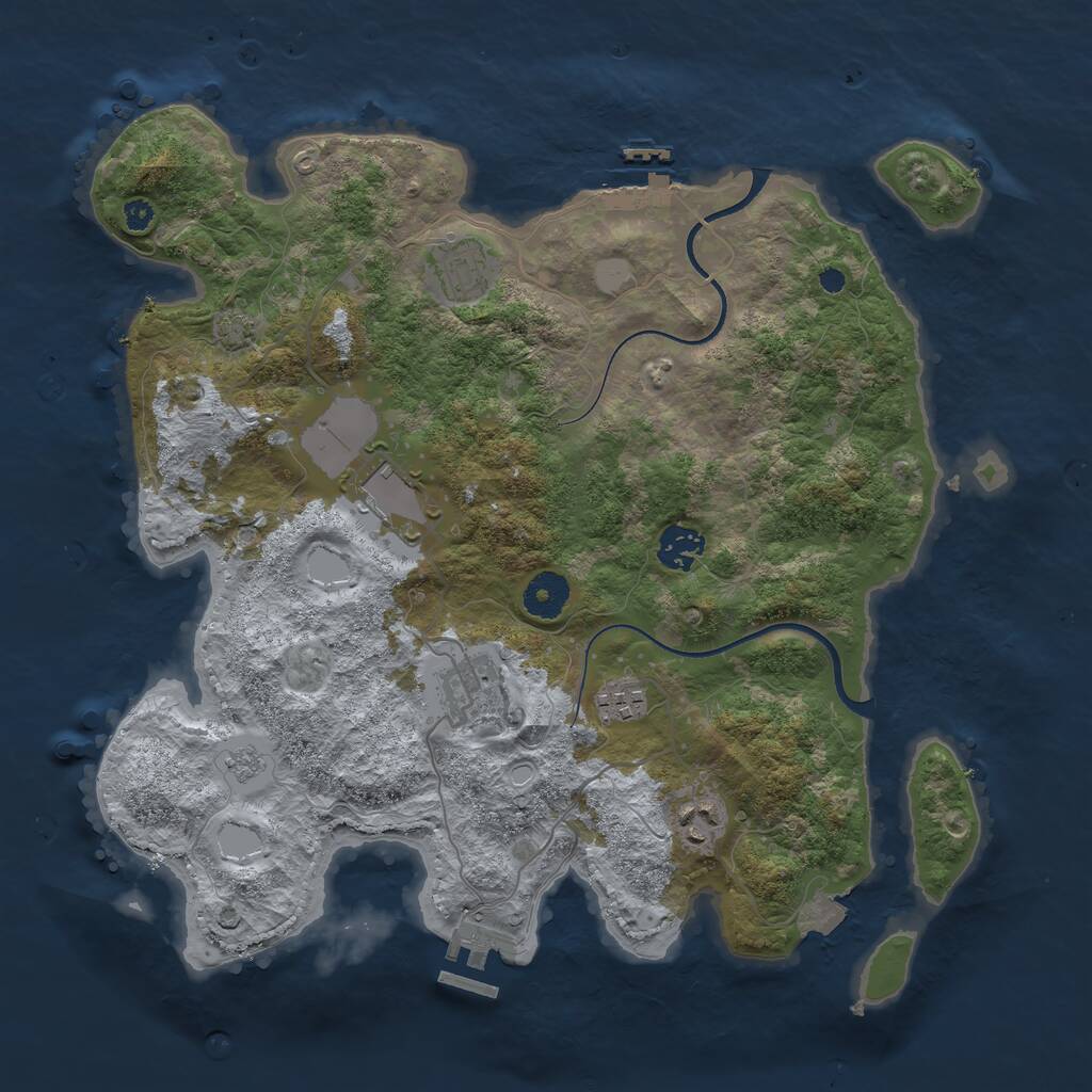 Rust Map: Procedural Map, Size: 3600, Seed: 1816892857, 11 Monuments