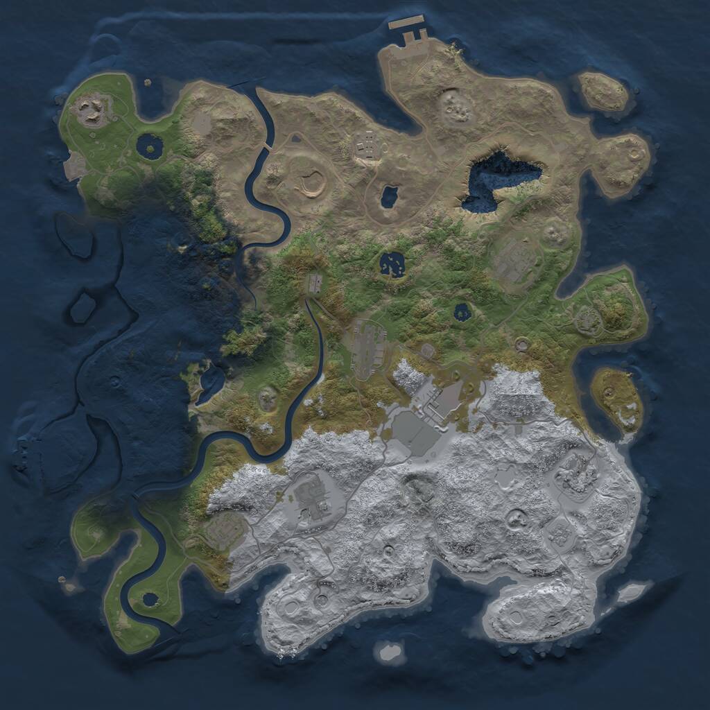 Rust Map: Procedural Map, Size: 4000, Seed: 1350915813, 16 Monuments