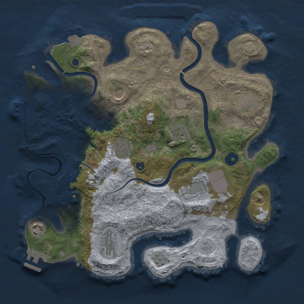 Rust Map: Procedural Map, Size: 3500, Seed: 65643, 14 Monuments