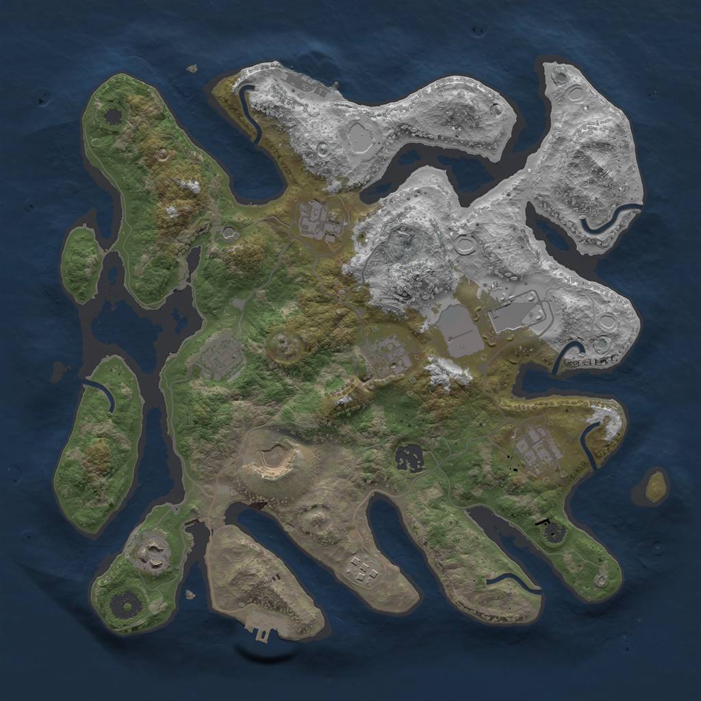 Rust Map: Procedural Map, Size: 3550, Seed: 40291475, 17 Monuments