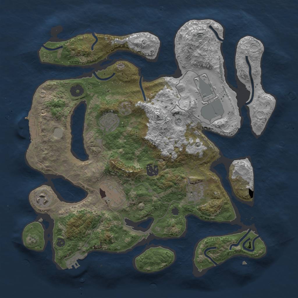 Rust Map: Procedural Map, Size: 3500, Seed: 6683197, 14 Monuments