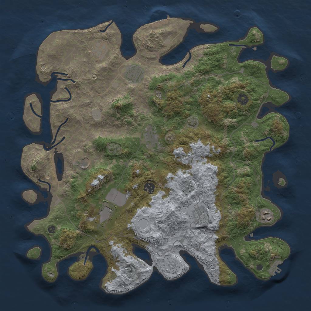 Rust Map: Procedural Map, Size: 4096, Seed: 666, 17 Monuments