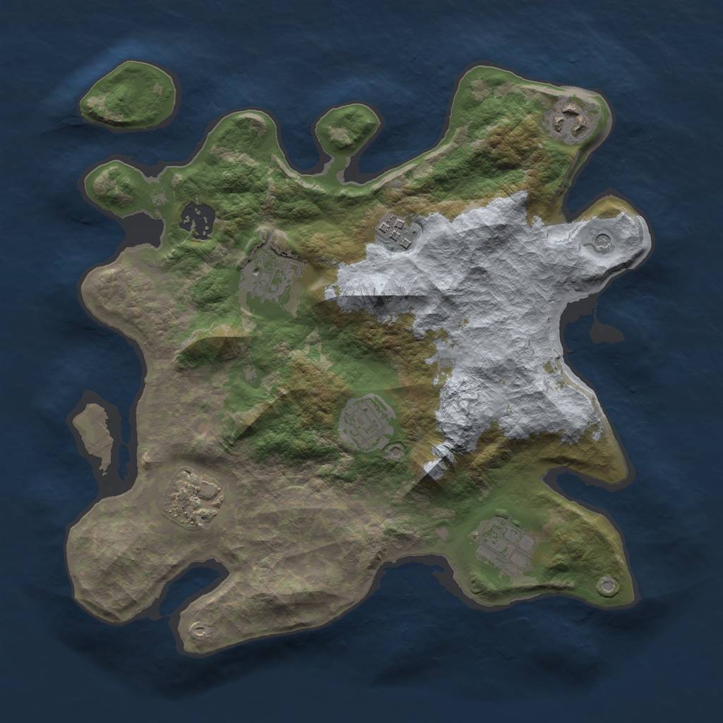 Rust Map: Barren, Size: 3000, Seed: 423256, 10 Monuments