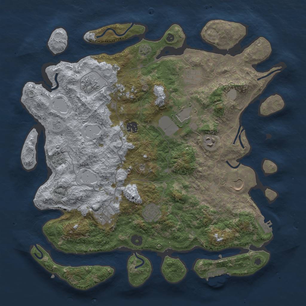 Rust Map: Procedural Map, Size: 4000, Seed: 676133390, 17 Monuments