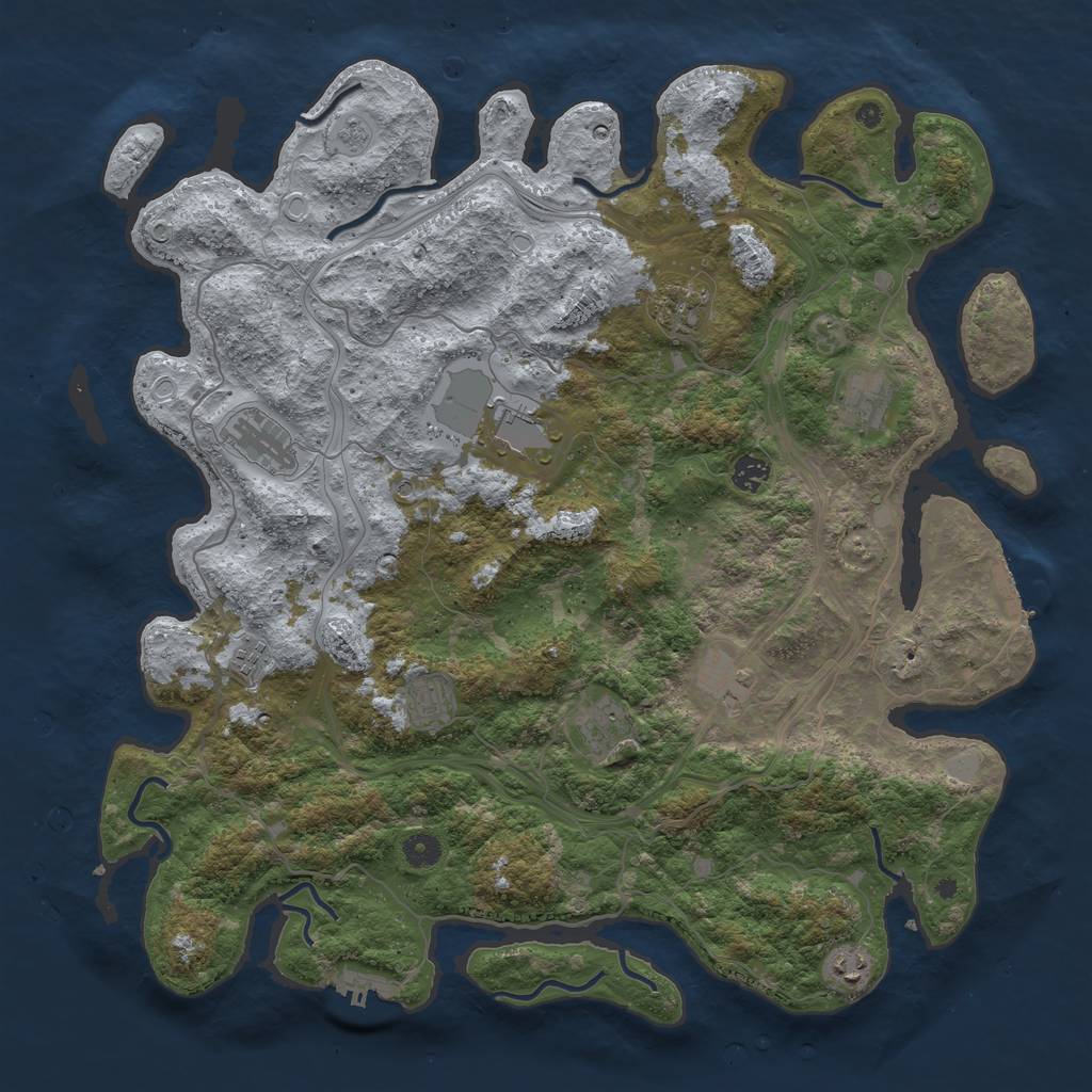 Rust Map: Procedural Map, Size: 4500, Seed: 496206736, 17 Monuments