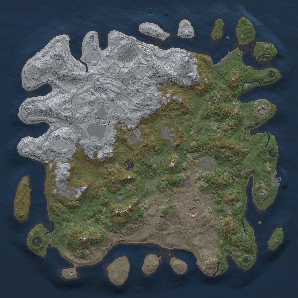 Rust Map: Procedural Map, Size: 4500, Seed: 543258, 18 Monuments