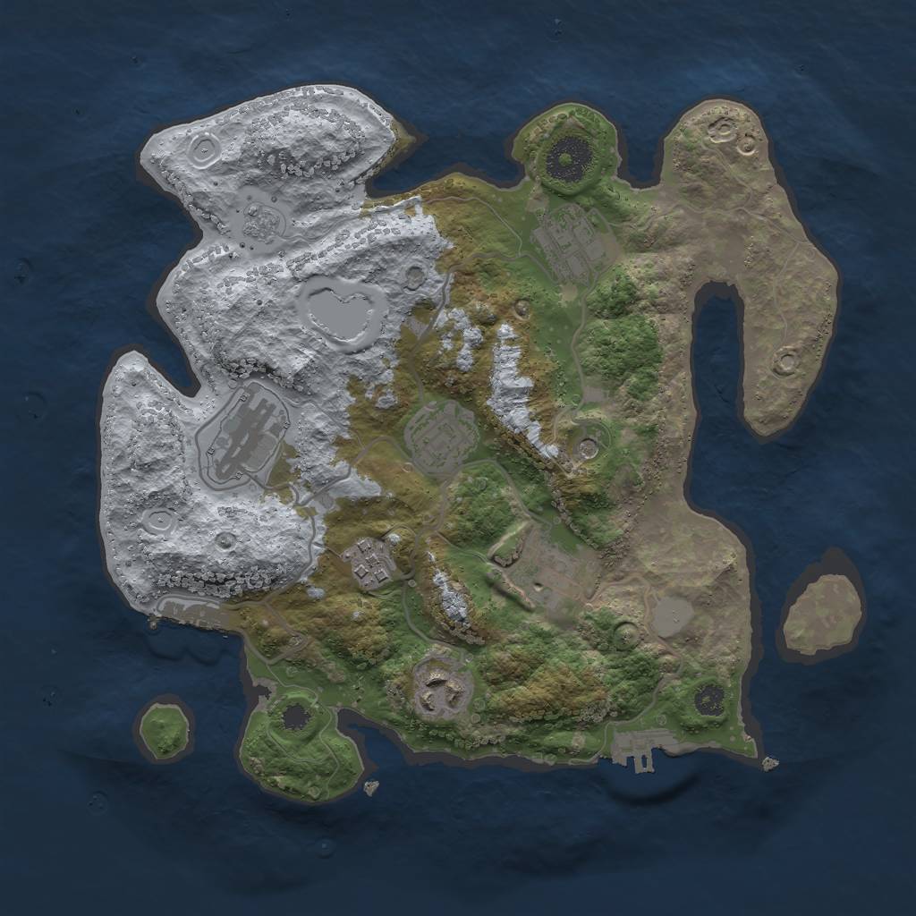 Rust Map: Procedural Map, Size: 3000, Seed: 988001, 13 Monuments