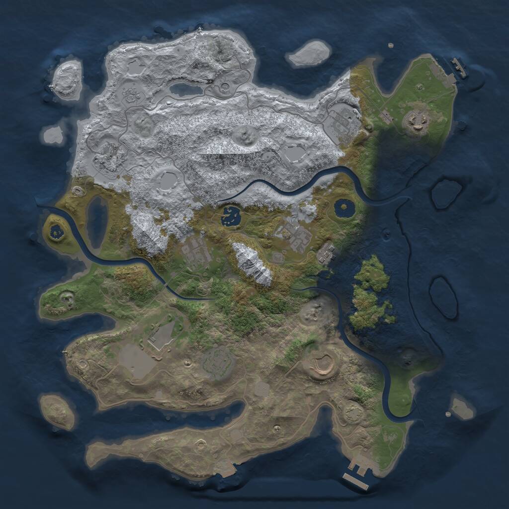 Rust Map: Procedural Map, Size: 3750, Seed: 22, 16 Monuments