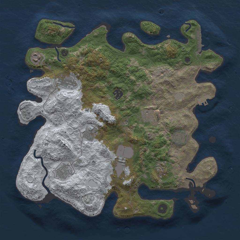 Rust Map: Procedural Map, Size: 3700, Seed: 1625310478, 19 Monuments