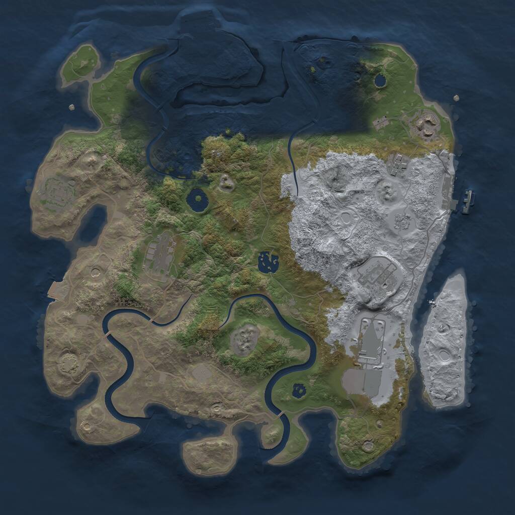 Rust Map: Procedural Map, Size: 3500, Seed: 1431419116, 13 Monuments