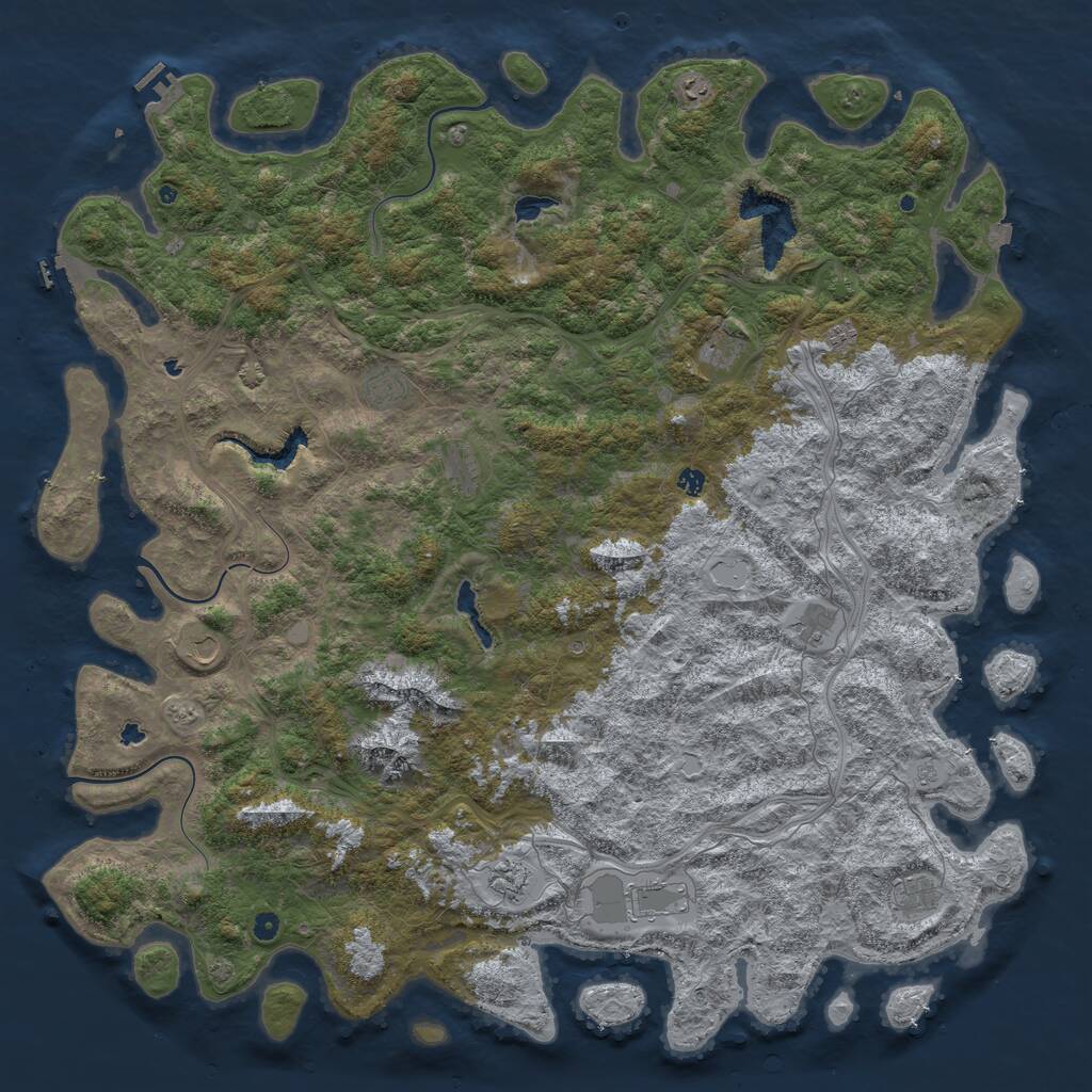 Rust Map: Procedural Map, Size: 6000, Seed: 9837498, 17 Monuments