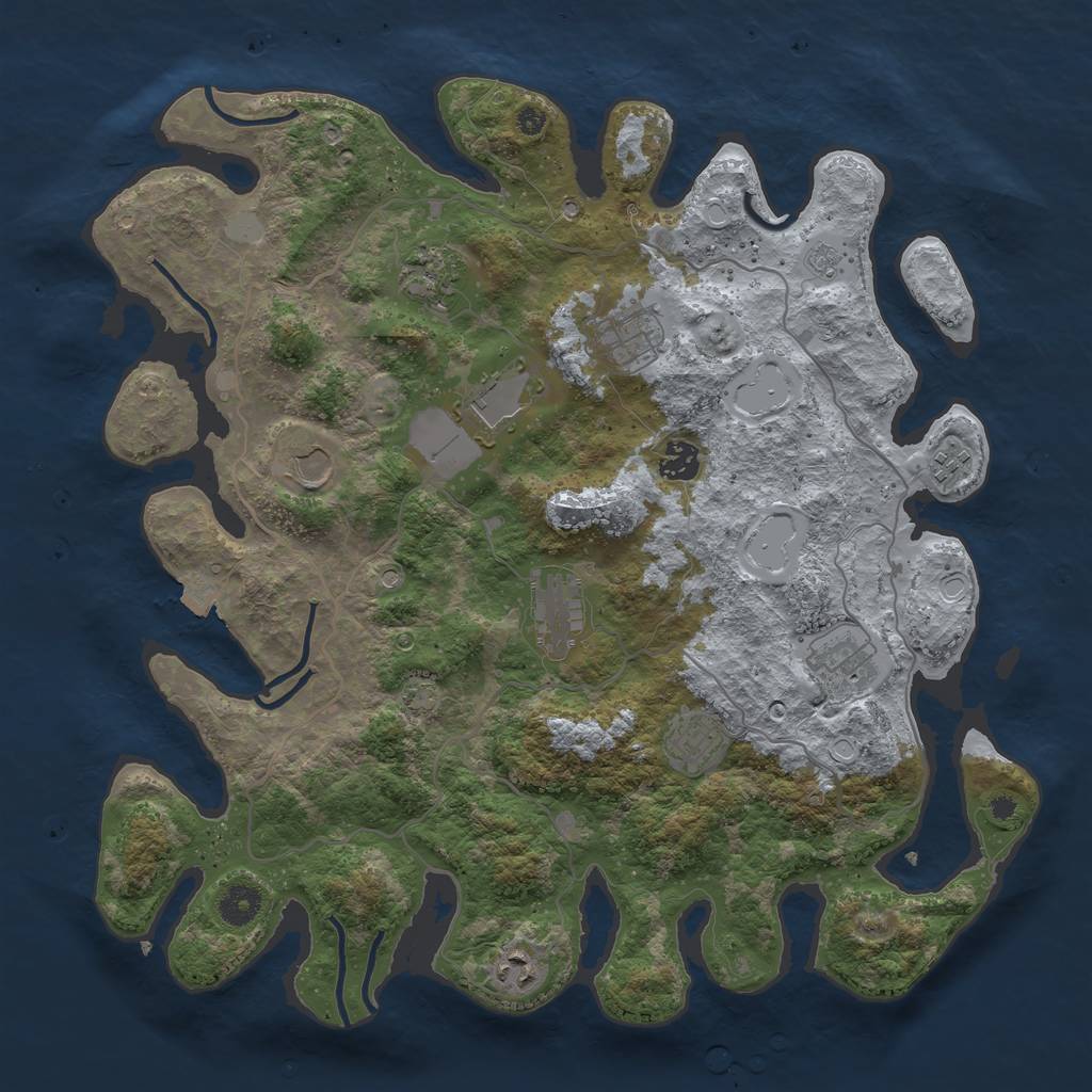 Rust Map: Procedural Map, Size: 4000, Seed: 726458946, 16 Monuments