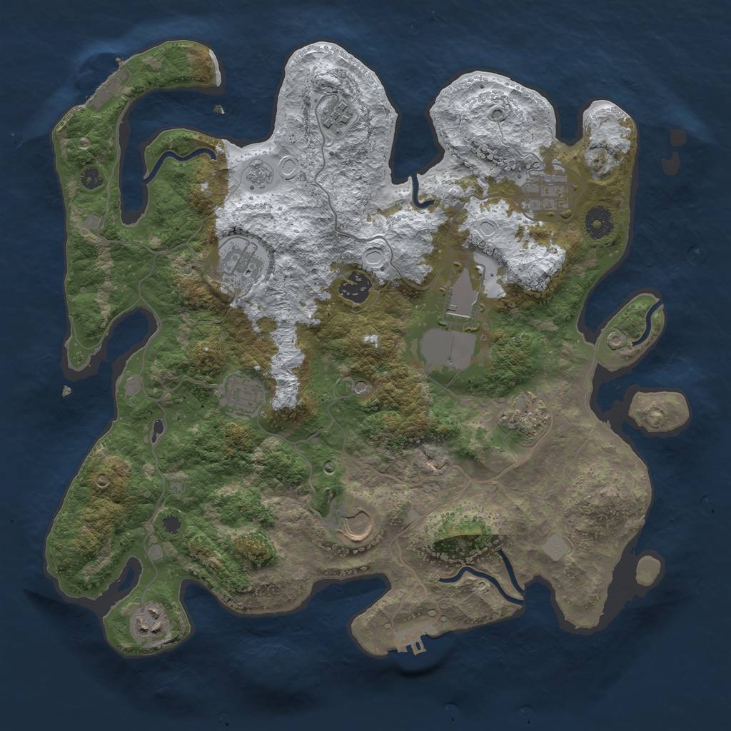 Rust Map: Procedural Map, Size: 3600, Seed: 149436673, 18 Monuments