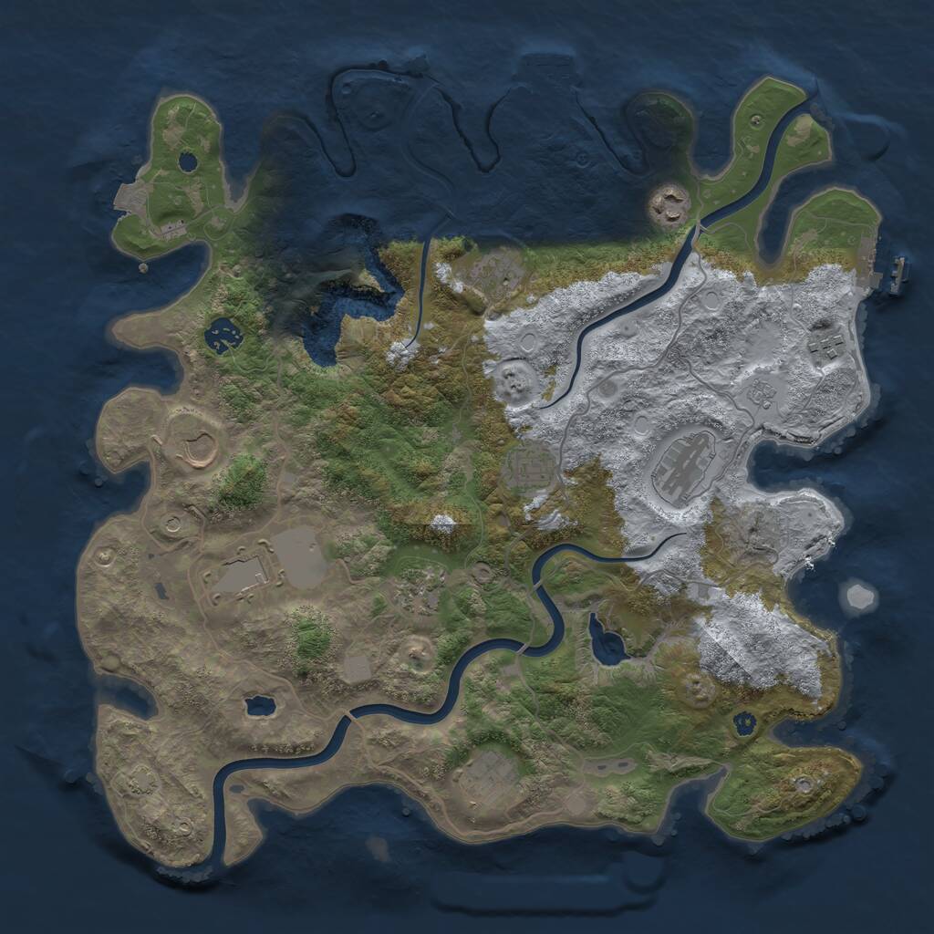 Rust Map: Procedural Map, Size: 4000, Seed: 6504, 16 Monuments