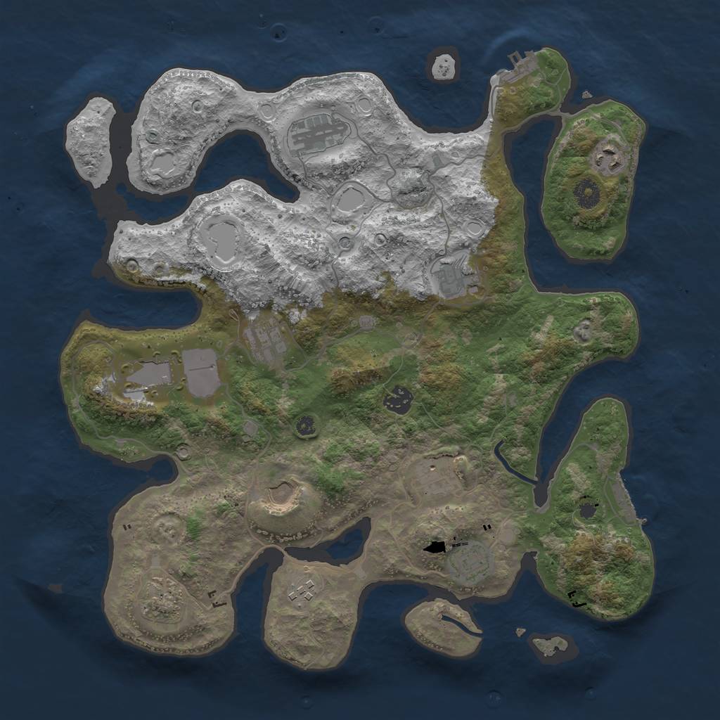 Rust Map: Procedural Map, Size: 3850, Seed: 546096107, 19 Monuments