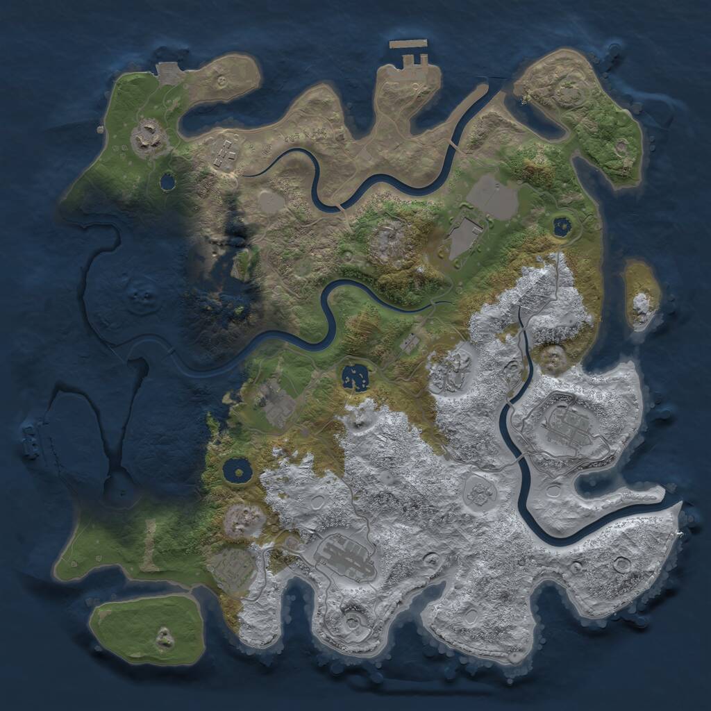Rust Map: Procedural Map, Size: 3800, Seed: 793927330, 16 Monuments