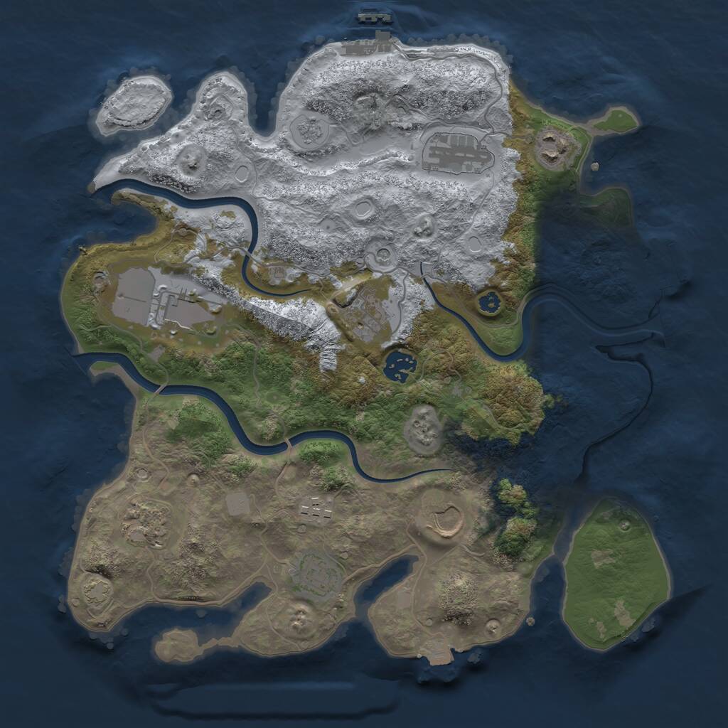 Rust Map: Procedural Map, Size: 3500, Seed: 65818, 15 Monuments
