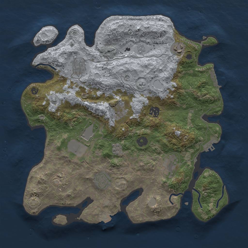 Rust Map: Procedural Map, Size: 3500, Seed: 65818, 17 Monuments