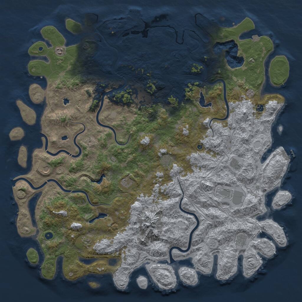 Rust Map: Procedural Map, Size: 6000, Seed: 697400, 17 Monuments