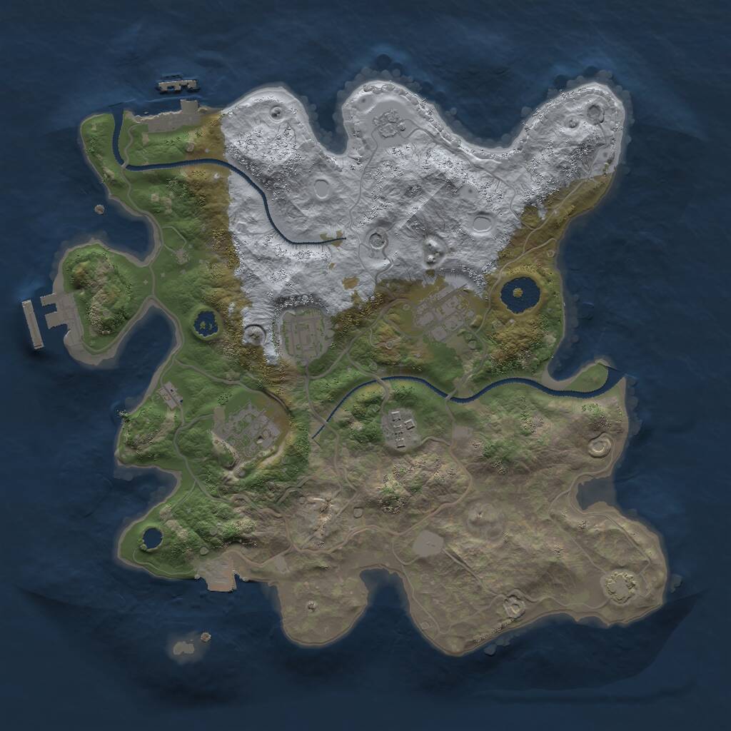 Rust Map: Procedural Map, Size: 3000, Seed: 607053, 10 Monuments