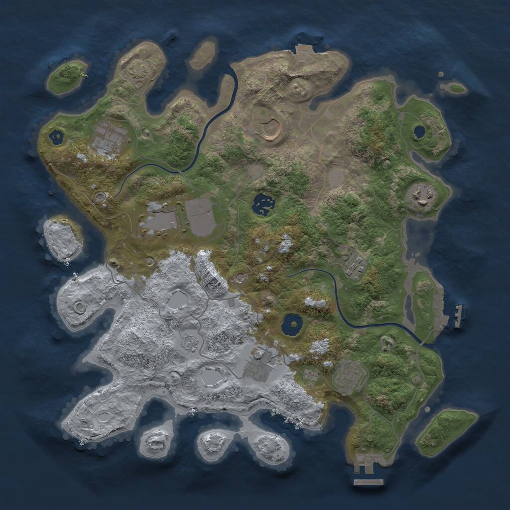 Rust Map: Procedural Map, Size: 3500, Seed: 1697544998, 14 Monuments