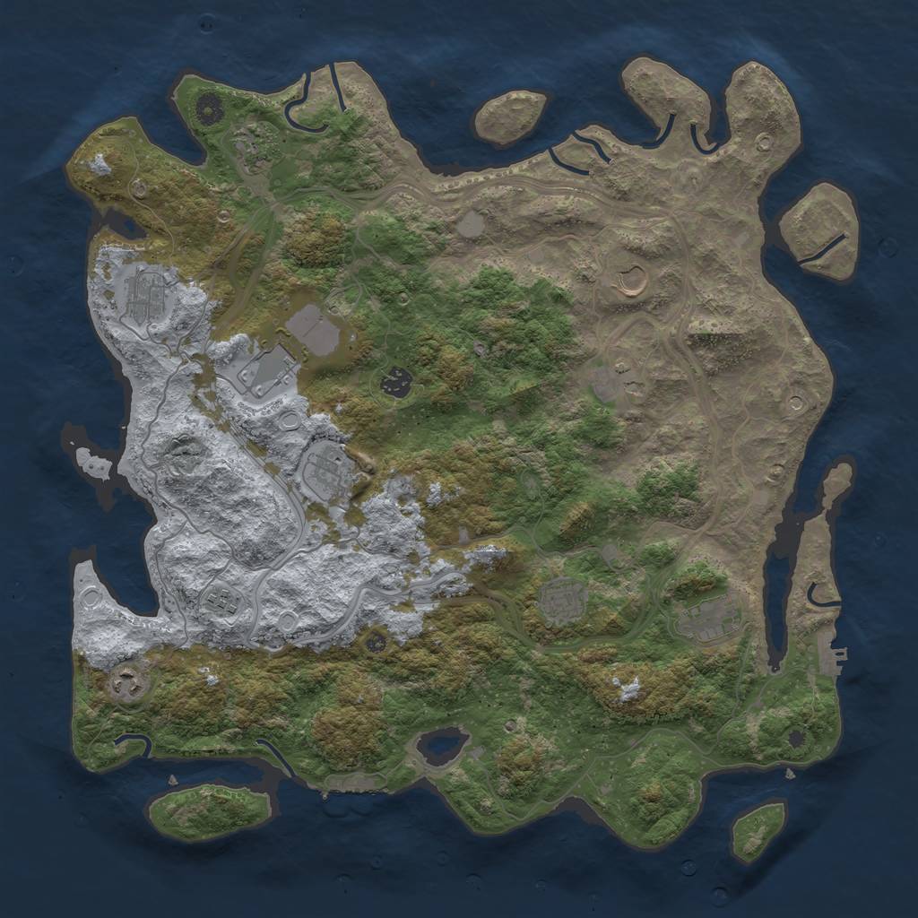 Rust Map: Procedural Map, Size: 4500, Seed: 86668, 17 Monuments