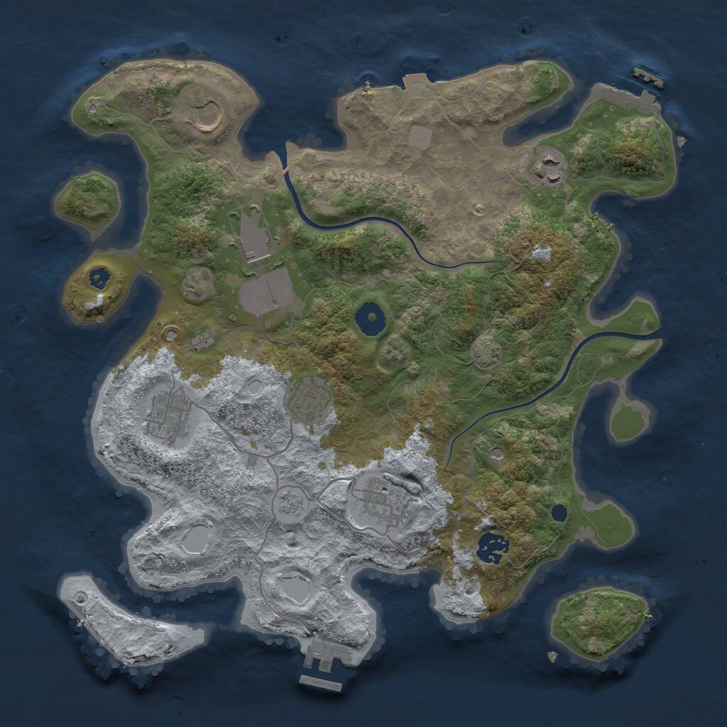 Rust Map: Procedural Map, Size: 3500, Seed: 851514, 13 Monuments