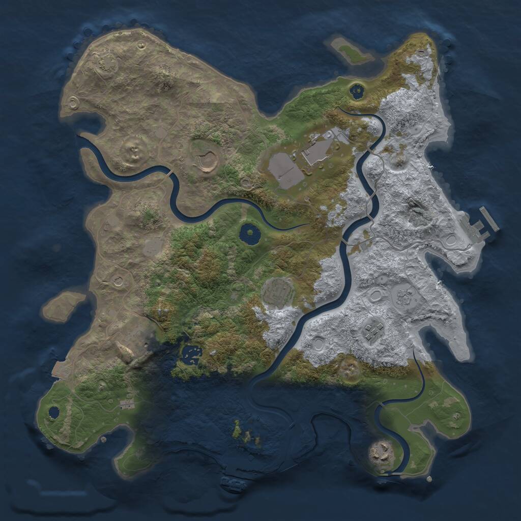 Rust Map: Procedural Map, Size: 3700, Seed: 40209, 13 Monuments