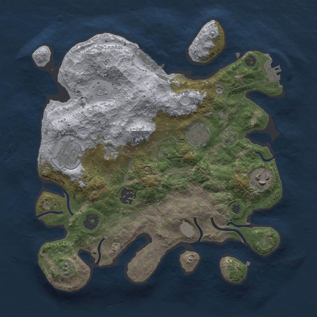 Rust Map: Procedural Map, Size: 3000, Seed: 847474, 11 Monuments