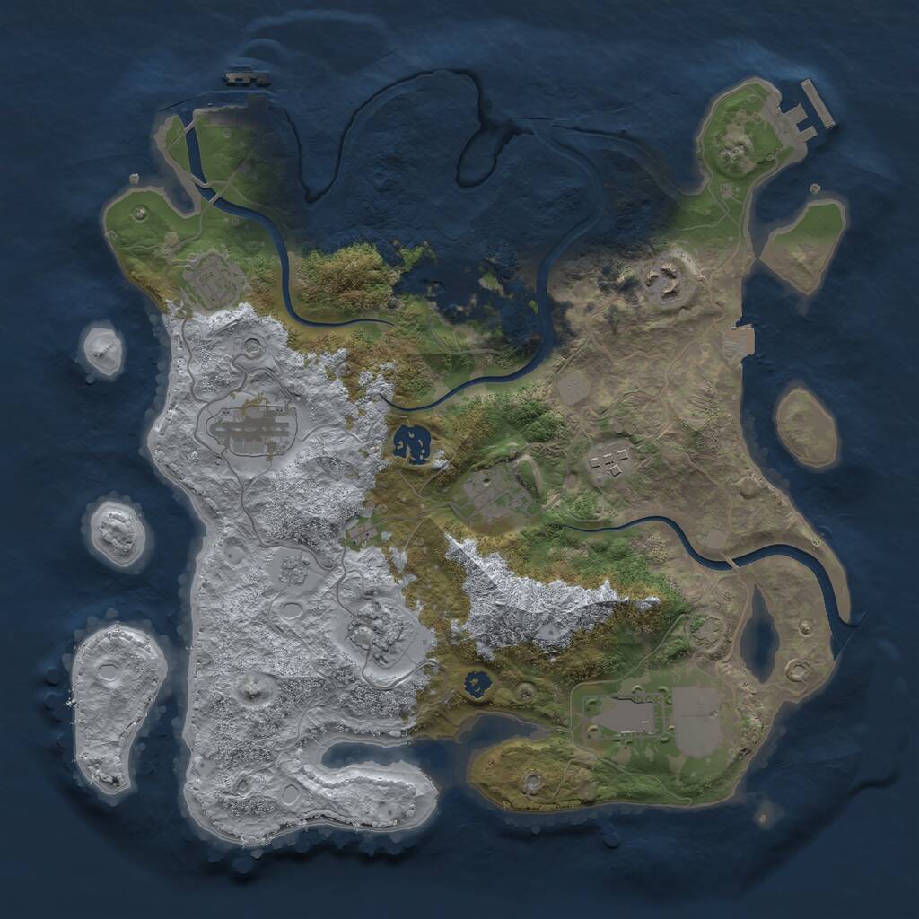 Rust Map: Procedural Map, Size: 3500, Seed: 30769, 15 Monuments